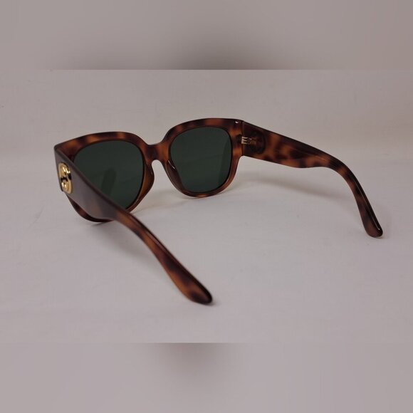 Gucci Womens Sunglasses Havana Green Gold Big Logo Square GG0142SA 002 55-20-140 - Picture 5 of 16